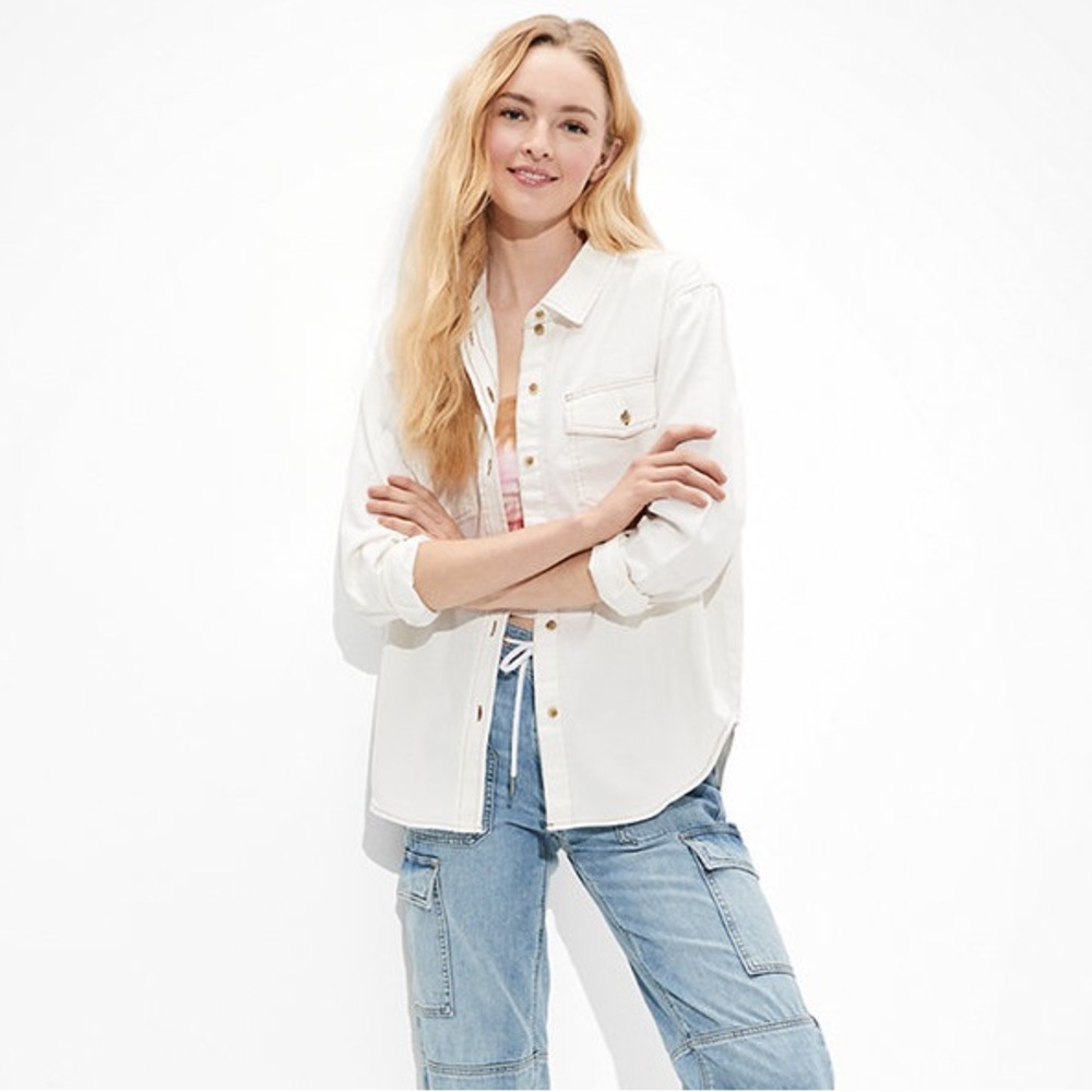 AE Oversized Denim Button-Up Shirt - Size M